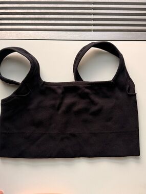 Black Ribbed Crop Tank Top